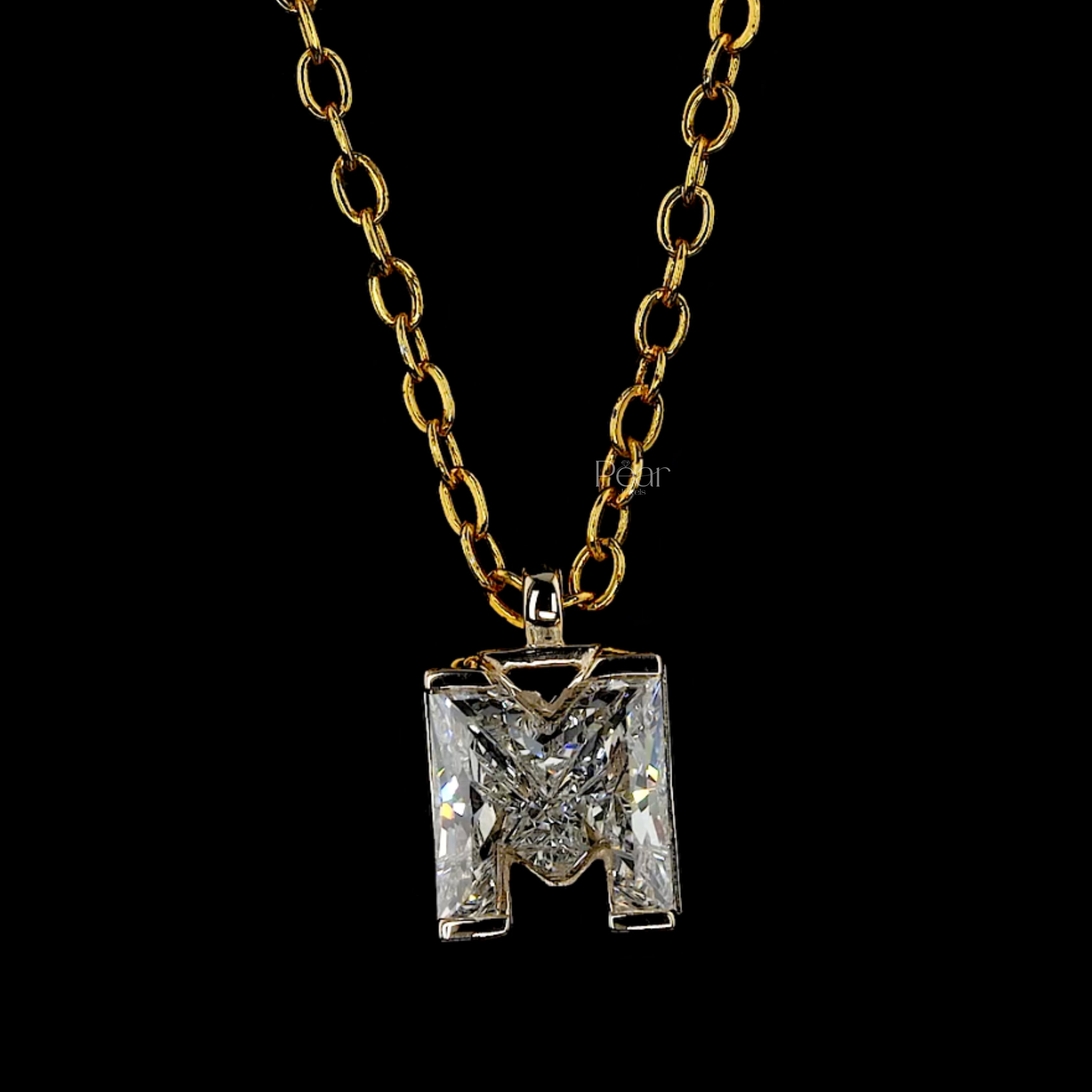 M Initial 7mm Lab-Grown Diamond Pendant Necklace IGI Certified